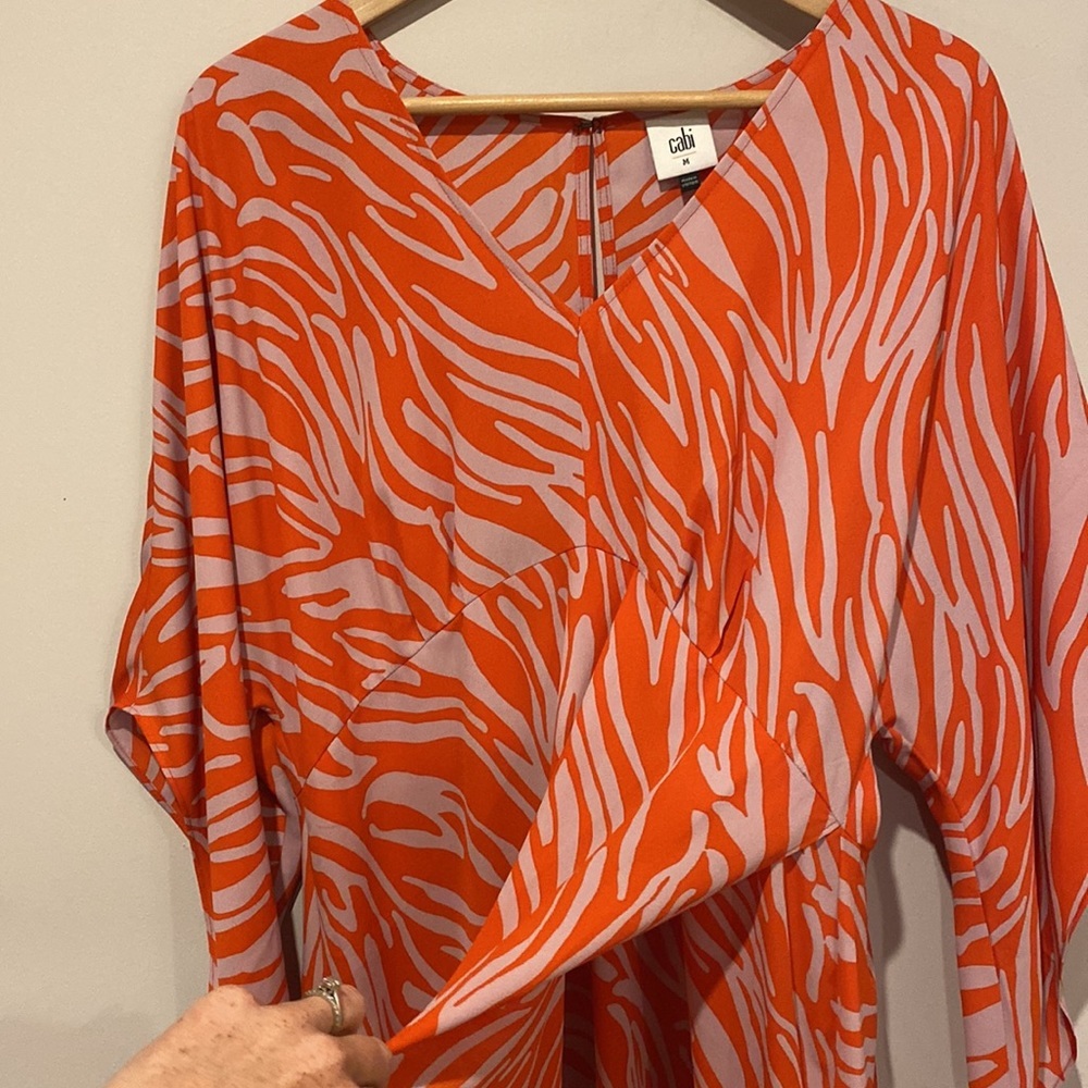 Cabi Red and Lavender Zebra Print Saunter Dress Caftan - Picture 4 of 8